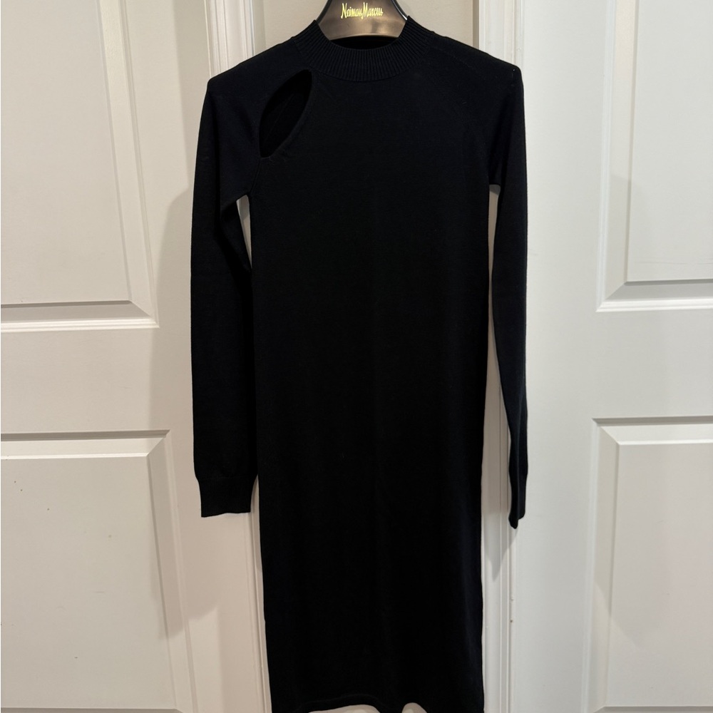 MaxMara Sportmax Black Long-Sleeve Knit Dress with Shoulder Cutouts